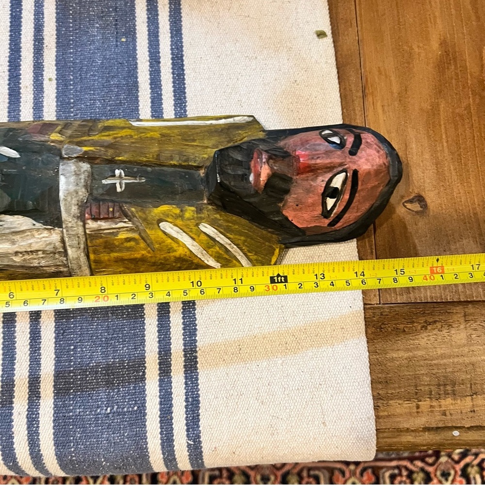 Vtg Santos Figure Religious Folk Art Wooden Carved Saint Jesus Handmade 15.5” - Picture 6 of 6